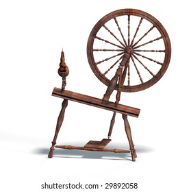 Rendering Of Spinning Wheel With Clipping Path Over White