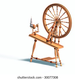 Rendering Of Spinning Wheel With Clipping Path Over White