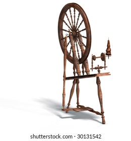 Rendering Of Spinning Wheel With Clipping Path Over White