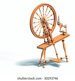 Rendering Of Spinning Wheel With Clipping Path Over White