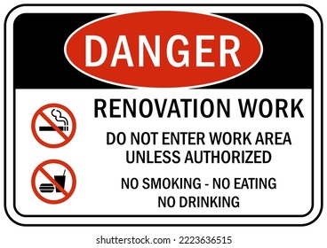 Renovation Work Area Sign And Label Danger