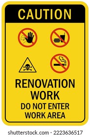 Renovation Work Area Sign And Label Caution