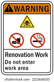 Renovation Work Area Sign And Label Warning