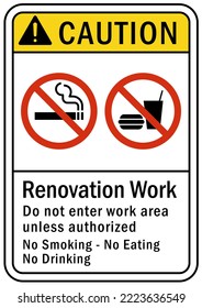 Renovation Work Area Sign And Label Caution