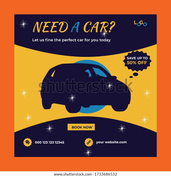 Rent\
car for social media instagram post banner\
template