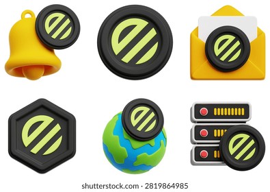 Renzo Crypto 3D Icon Pack Isolated On The White Background