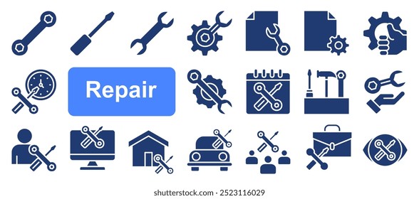 Repair concept editable stroke  icons set - Powered by Shutterstock