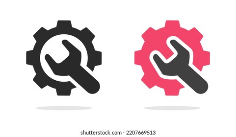 Repair Fix Help Logo Icon Settings Or Cog Wheel Maintenance Custom Mechanical Logotype With Wrench And Gear Shape Graphic, Execution Development Engineering Service Symbol