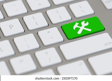 Repair and maintenance of computer as a symbol on a keyboard (3D Rendering) - Powered by Shutterstock