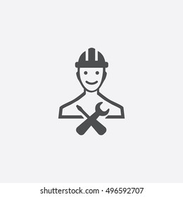 Repair Man Icon, On White Background
