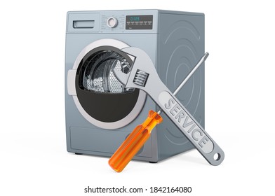 Repair And Service Of Clothes Dryer, 3D Rendering Isolated On White Background