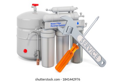 Repair And Service Of Reverse Osmosis System, 3D Rendering Isolated On White Background