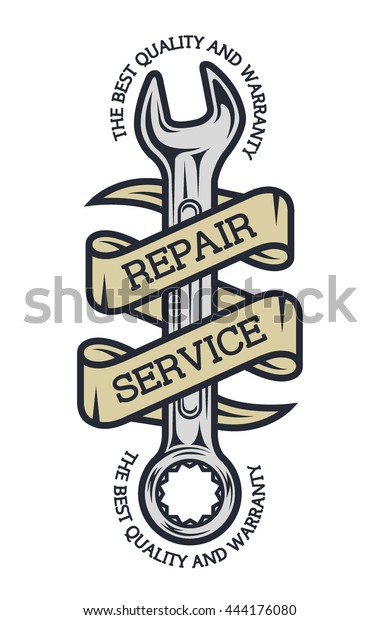 Repair Service. Spanners and ribbon for your text.\
Illustration vector\
copy.