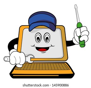 Repaired computer cartoon