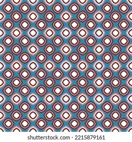 Repeat Colorful Octagon Seamless Pattern. Brown, Purple, White Octagon On Blue Background. Unisex Colorful Octagon Pattern. Menswear Octagon Pattern.