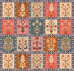 Repeat Multi Colored Decorated Hand Drawn Rendered Traced Embraided Ornamental All Over Base Background Pattern Geometrical Texture Border Ethnic Tribal Creative Design
