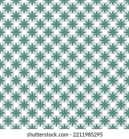 Repeat Octagon Leaves In Dotted Circle Seamless Pattern Texture Background. White Green Botanical Green Leaves Pattern. Spring Bloom Octagon Pattern.