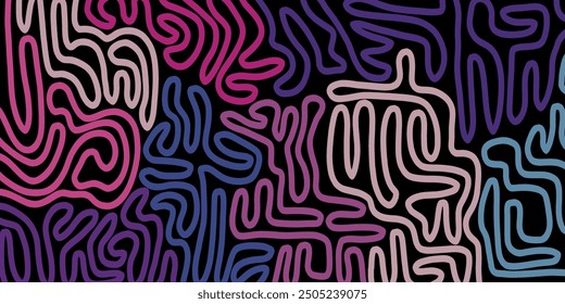 Repeat pattern of abstract wave topographic line contour map. Darktheme illustration suitable for prints.