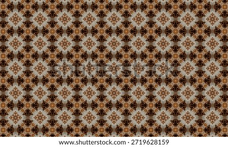 A repeating pattern featuring fleur-de-lis and heraldic motifs in earthy colors.