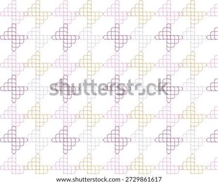 A repeating pattern of pastel colored interconnected rounded squares on a white background