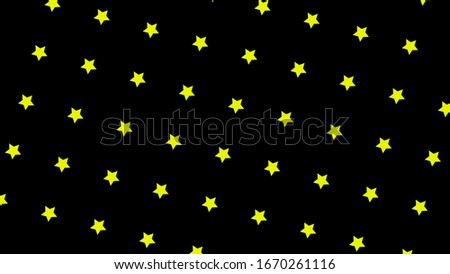 Repeating pattern of rotating stars on black background. Animation. Rapport or ornament of simple rotating stars on black backdrop. Polka dot pattern of stars