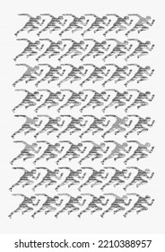 Repetition pattern design of men running isolated on white