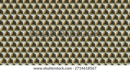 a repetitive geometric pattern of interlocking, three-dimensional rectangular prisms
