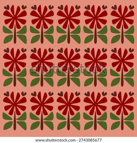 Repetitive hand drawn flower pattern.