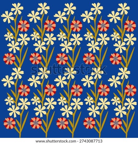 Repetitive hand drawn flower pattern.