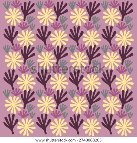 Repetitive hand drawn flower pattern.