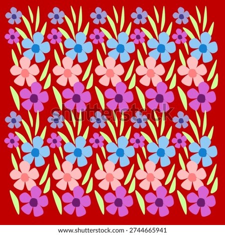 Repetitive hand drawn flower pattern.