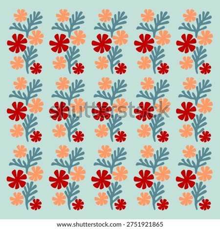 Repetitive hand drawn flower pattern.