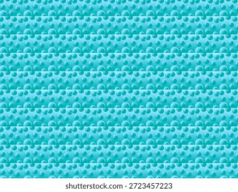 A repetitive pattern of 3D light blue bubbles on a turquoise background.