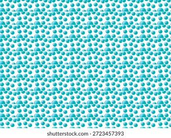 A repetitive pattern of 3D teal bubbles on a plain white background
