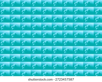 A repetitive pattern of 3D teal bubbles on a light blue background.
