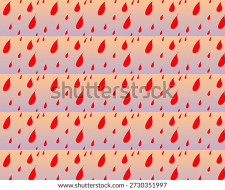 A repetitive tiled pattern of red droplets on a warm peach gradient.
