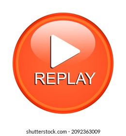 Replay Button Icon Isolated, 3d Illustration