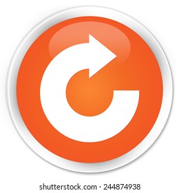 Reply Arrow Icon Orange Glossy Round Button