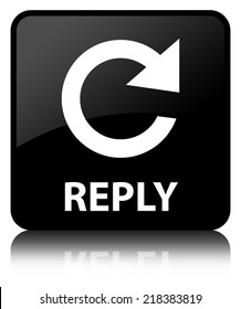 Reply Glossy Black Reflected Square Button