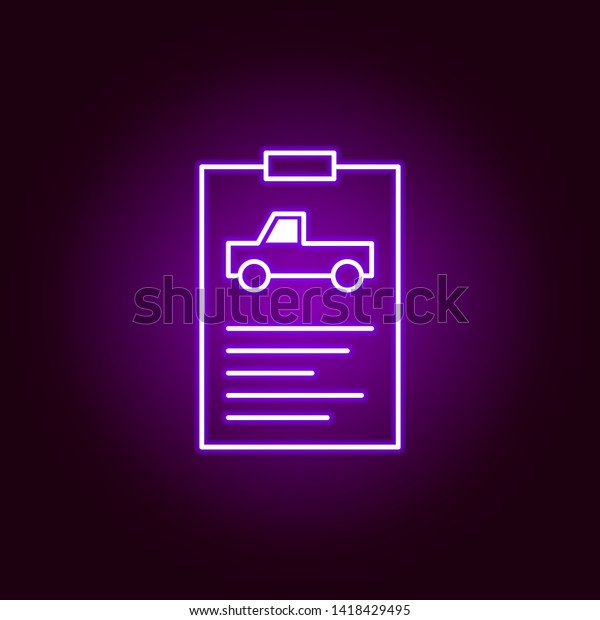 report car information\
outline icon in neon style. Elements of car repair illustration in\
neon style icon. Signs and symbols can be used for web, logo,\
mobile app, UI,\
UX