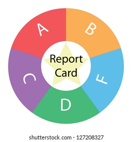 A Report Card Circular Concept With Great Terms Around The Center Including All Letter Grades With A Yellow Star In The Middle