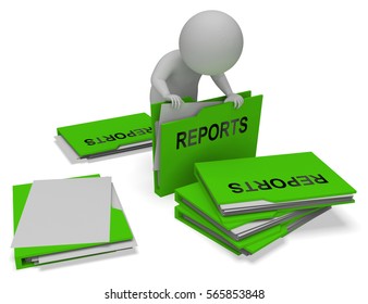 Reports Character And Folders Represent Reported Information 3d Rendering