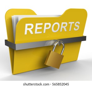 Reports File With Padlock Means Progress Forecast 3d Rendering
