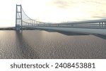 Representation of the Messina bridge, Italy, BIM, Project, 3d rendering, 3d illustration