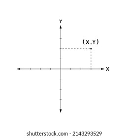 representation of an ordered pair xy in the coordinate plane. black and white graphic isolated on white background