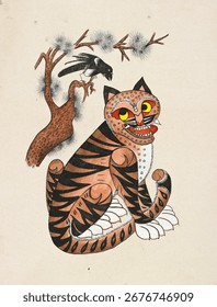 It is a representative work among many magpie tiger paintings that have been handed down, and is sometimes called the 