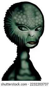 Reptilian alien with sharp teeth