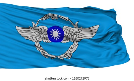 Republic Of China Air Force Flag, Isolated On White Background, 3D Rendering