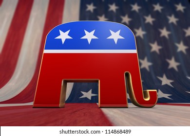 Republican Party Symbol On An American Flag Background