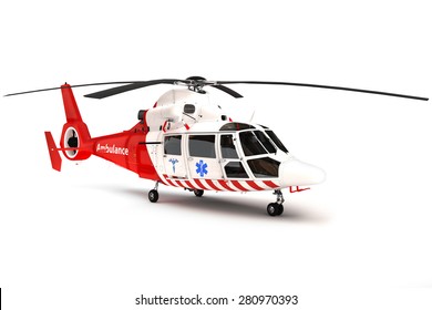 Rescue helicopter on a isolated white background